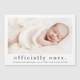 Officieel van ons Minimaal foto adoptieaankondigin Magnetische Uitnodiging