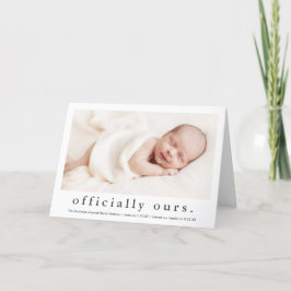 Officieel van ons Minimale Foto Adoptie Aankondiging