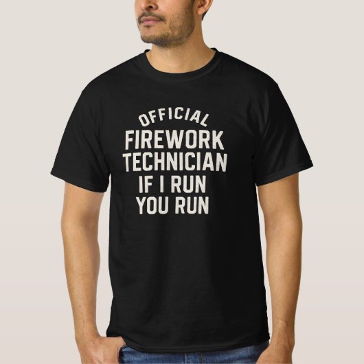 OFFICIEEL VUURWERKTECHNICUS ALS IK REN, REN JIJ T-SHIRT (Voorkant)