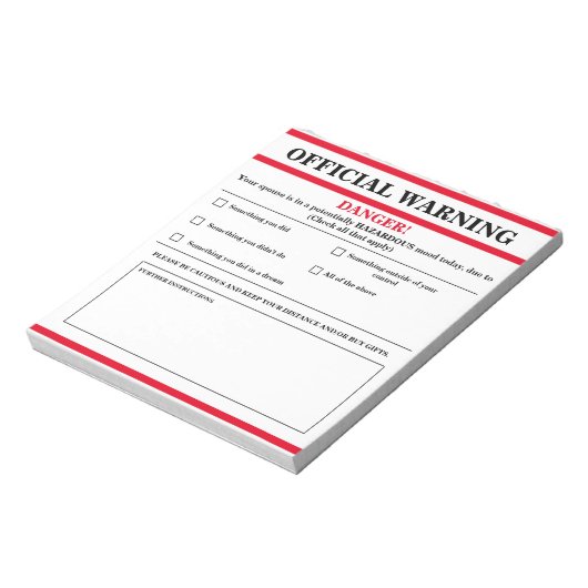 Officieel waarschuwend Notitieblok (Linkerzijde)