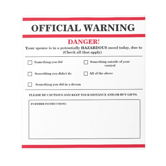 Officieel waarschuwend Notitieblok (Voorkant)