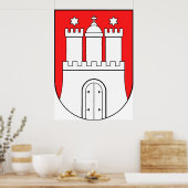 Officieel wapen: symbool Hamburg Duitsland Poster (Keuken)