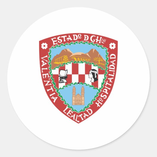 Officieel wapen van Chihuahua Mexico symbool Ronde Sticker (Voorkant)