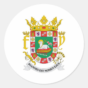 Officieel wapenschild Puerto Rico Heraldry-symbool Ronde Sticker