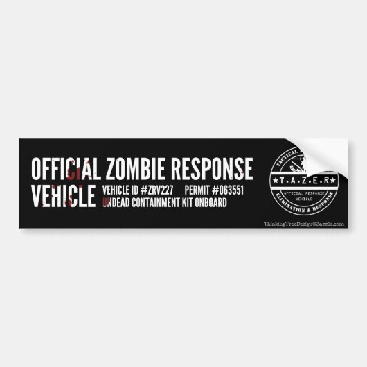 Officieel Zombie Responsvoertuig Bumpersticker (Voorkant)