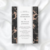 Officieel zwart en Roos gouden marmeren bruiloft Kaart