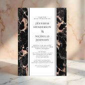 Officieel zwart en Roos gouden marmeren bruiloft Kaart