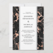 Officieel zwart en Roos gouden marmeren bruiloft Kaart (Voorkant)