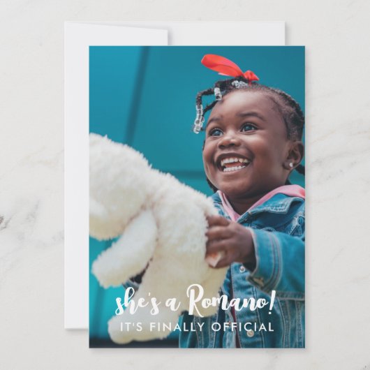 Officiële achternaam 2 Foto's adoptie Aankondiging (Voorkant)