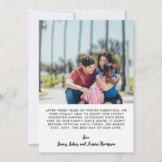 Officiële achternaam 2 Foto's adoptie Aankondiging (Achterkant)