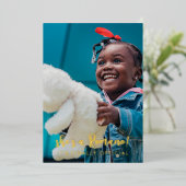 Officiële achternaam 2 Foto's adoptie Folie Uitnodiging (Staand Voorkant)