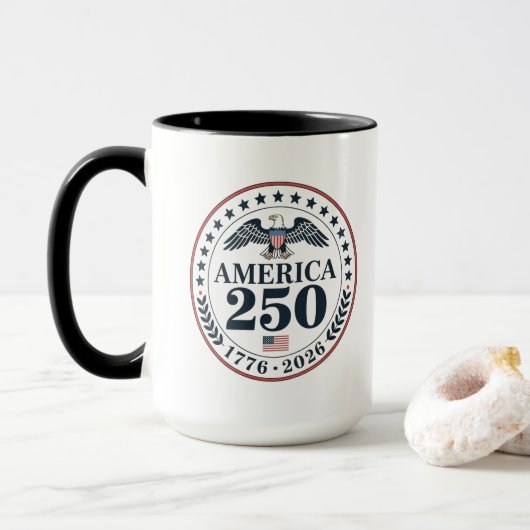 Officiële Amerika 250e Verjaardag Commemorative Mok (Met donut)