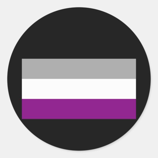 OFFICIËLE ASEKSUELE PRIDE VLAG RONDE STICKER (Voorkant)