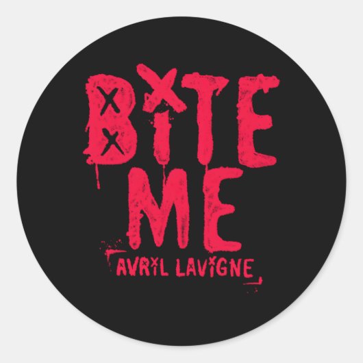 Officiële Avril Lavigne Red Bite Me Ronde Sticker (Voorkant)