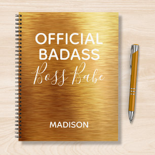 Officiële badass Boss Babe Chic Metallic Gold Name Notitieboek