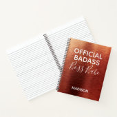 Officiële badass Boss Babe Metallic Copper Name Notitieboek (Binnen)