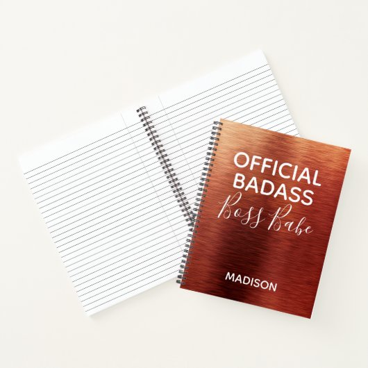 Officiële badass Boss Babe Metallic Copper Name Notitieboek (Binnen)
