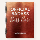 Officiële badass Boss Babe Metallic Copper Name Notitieboek (Voorkant)
