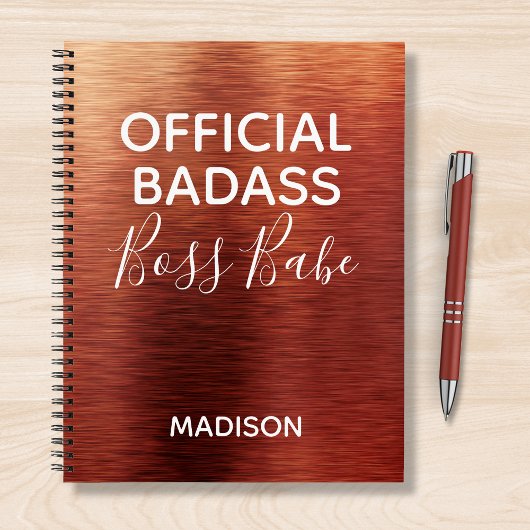 Officiële badass Boss Babe Metallic Copper Name Notitieboek