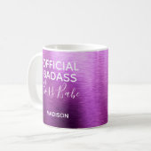 Officiële Badass Boss Babe Metallic Paarse naam Koffiemok (Voorkant links)