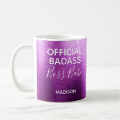 Officiële Badass Boss Babe Metallic Paarse naam Koffiemok (Links)