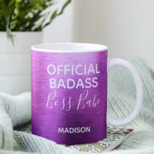 Officiële Badass Boss Babe Metallic Paarse naam Koffiemok