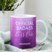 Officiële Badass Boss Babe Metallic Paarse naam Koffiemok