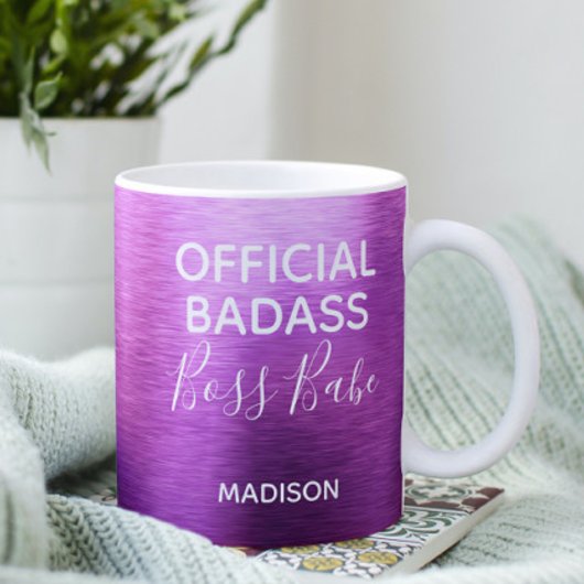 Officiële Badass Boss Babe Metallic Paarse naam Koffiemok