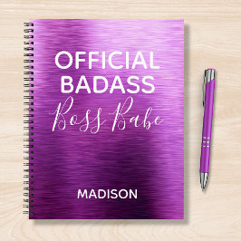 Officiële Badass Boss Babe Metallic Paarse naam Notitieboek