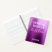 Officiële Badass Boss Babe Metallic Paarse naam Notitieboek (Binnen)