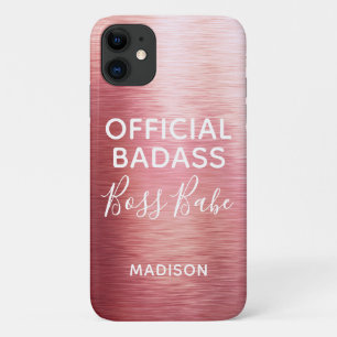 Officiële badass Boss Babe Metallic Roos Gold Name Case-Mate iPhone Case