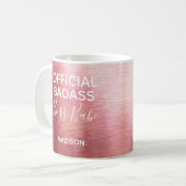 Officiële badass Boss Babe Metallic Roos Gold Name Koffiemok (Voorkant links)