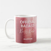 Officiële badass Boss Babe Metallic Roos Gold Name Koffiemok (Links)
