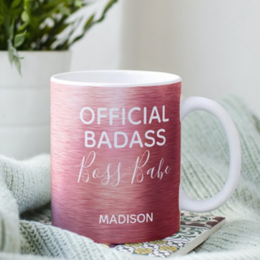 Officiële badass Boss Babe Metallic Roos Gold Name Koffiemok