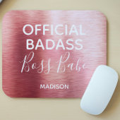 Officiële badass Boss Babe Metallic Roos Gold Name Muismat