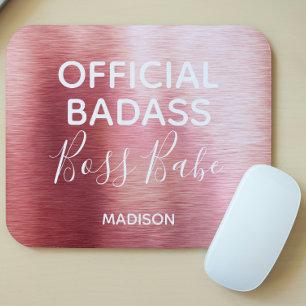 Officiële badass Boss Babe Metallic Roos Gold Name Muismat