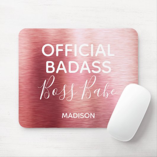Officiële badass Boss Babe Metallic Roos Gold Name Muismat (Met muis)