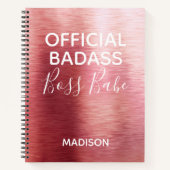 Officiële badass Boss Babe Metallic Roos Gold Name Notitieboek (Voorkant)