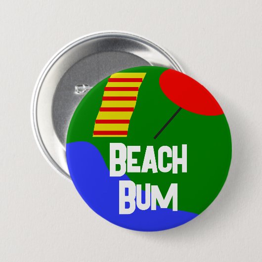 Officiële "Beach Bum"-Button Ronde Button 7,6 Cm (Voorkant /achterkant)