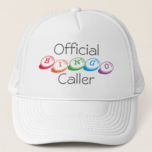 Officiële BINGO-bezoeker in Colorful Lettering Trucker Pet (Voorkant)