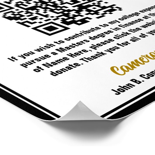 Officiële Black Afstuderen College Fund QR-code Poster (Hoek)