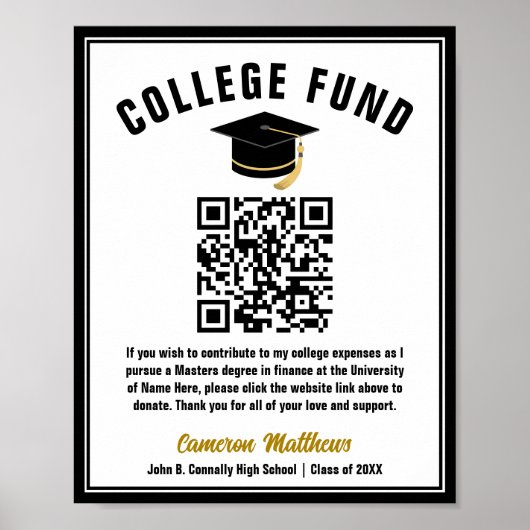 Officiële Black Afstuderen College Fund QR-code Poster (Voorkant)