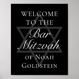 Officiële Black Bar Mitswa Party Star of David Poster