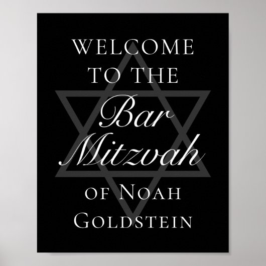 Officiële Black Bar Mitswa Party Star of David Poster (Voorkant)
