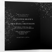 Officiële Black Modern Stippen bruiloft Drieluik Kaart (Binnenzijde eerst)