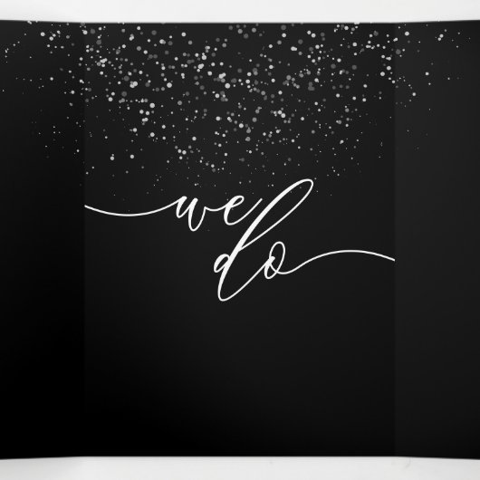 Officiële Black Modern Stippen bruiloft Drieluik Kaart (Binnenkant midden)