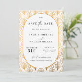 Officiële Black Stropdas Gold Art Deco Save the Da Date (Staand voorkant)