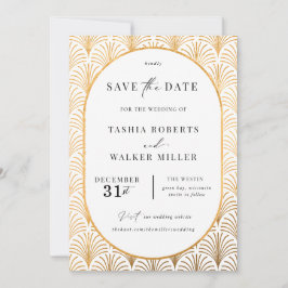 Officiële Black Stropdas Gold Art Deco Save the Da Save The Date