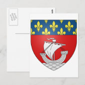 Officiële Blason Paris Coat Heraldry Symbol Frankr Briefkaart (Voorkant / Achterkant)