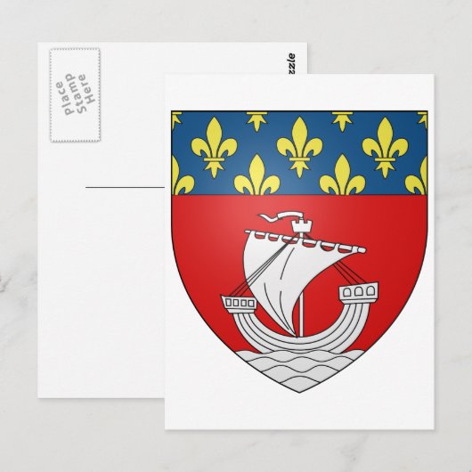 Officiële Blason Paris Coat Heraldry Symbol Frankr Briefkaart (Voorkant / Achterkant)